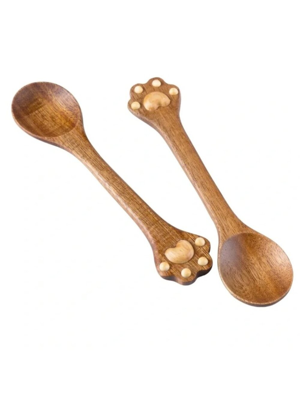 Two Piece Animal Paw Shape Wooden Serving Spoons Set NEW